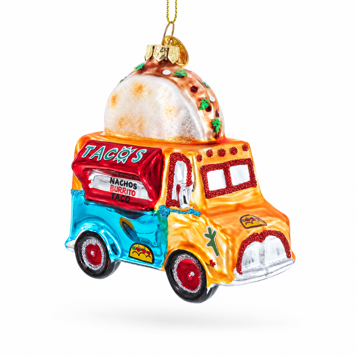 Taco Truck Glass Christmas Ornament