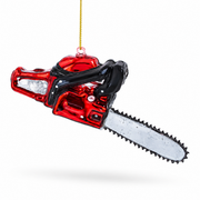 Rustic Chainsaw Glass Christmas Ornament