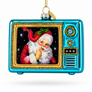 Vintage Television Santa Broadcast Glass Christmas Ornament