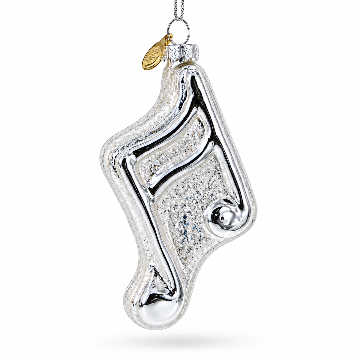 Silver Music Note Glass Christmas Ornament