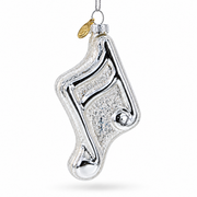 Silver Music Note Glass Christmas Ornament