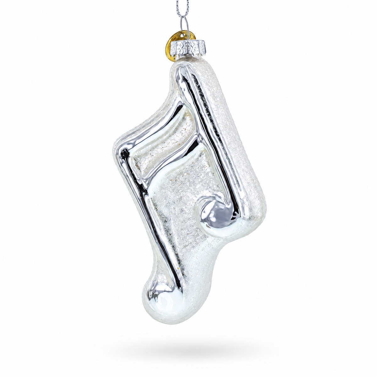 Silver Music Note Glass Christmas Ornament