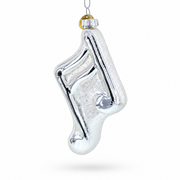 Silver Music Note Glass Christmas Ornament