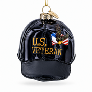 U.S. Veteran Honor Cap Glass Christmas Ornament