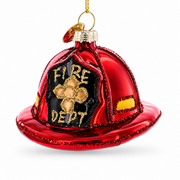 Firefighter’s Red Helmet Glass Christmas Ornament