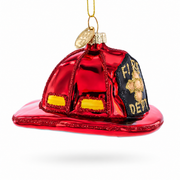 Firefighter’s Red Helmet Glass Christmas Ornament
