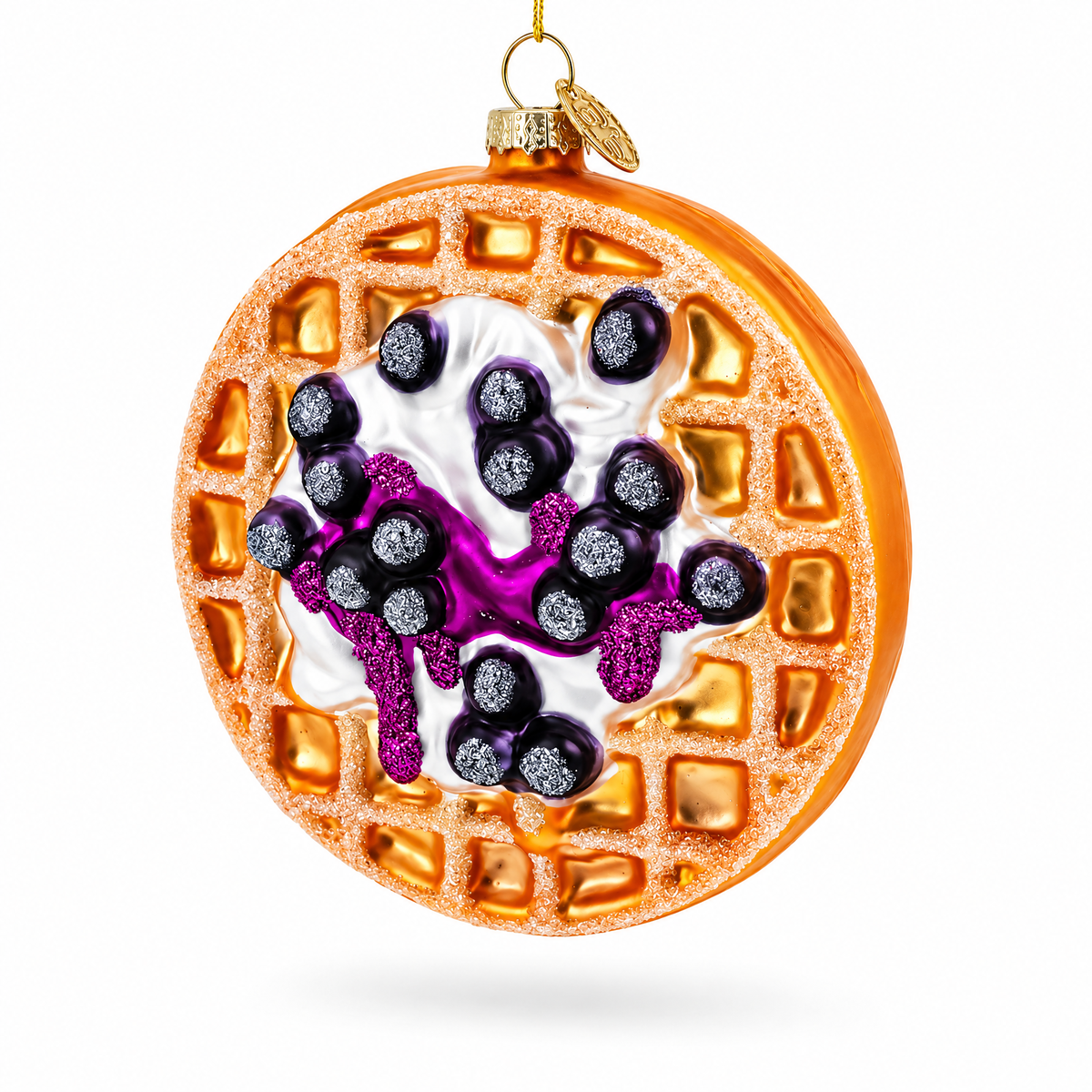 Blueberry Waffle Glass Christmas Ornament