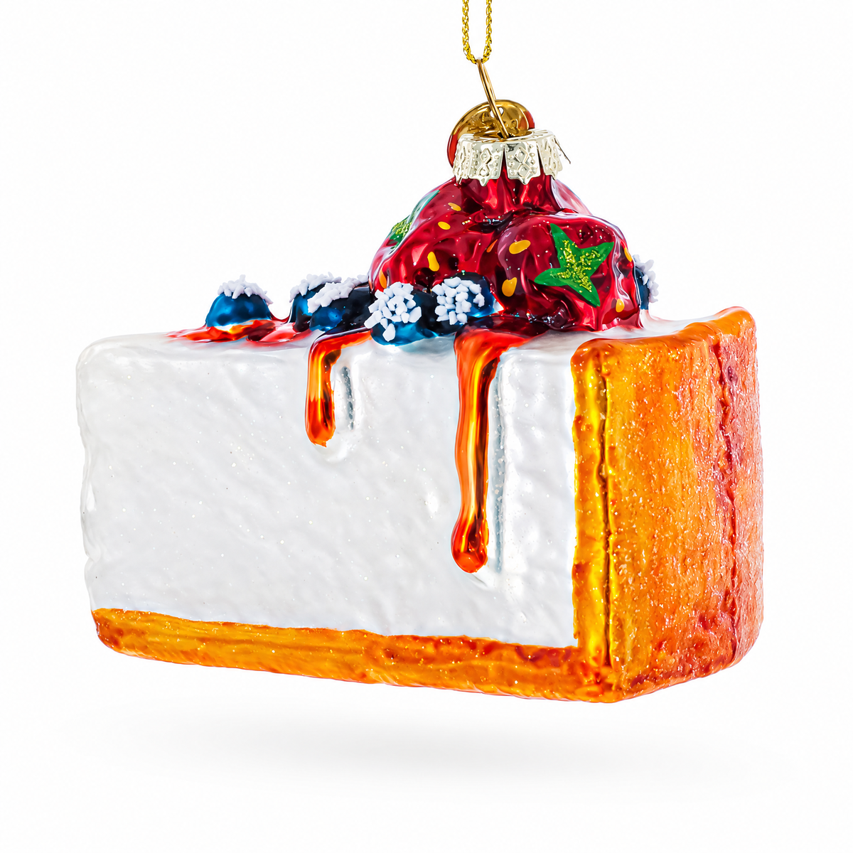 Berry Topped Cheesecake Glass Christmas Ornament
