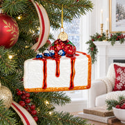 Berry Topped Cheesecake Glass Christmas Ornament