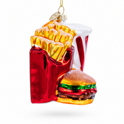 Fast Food Meal Combo Glass Christmas Ornament