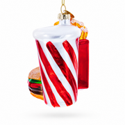 Fast Food Meal Combo Glass Christmas Ornament