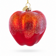 Red Apple Half with Seeds Glass Christmas Ornament
