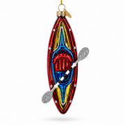 Adventure Kayak with Oar Glass Christmas Ornament