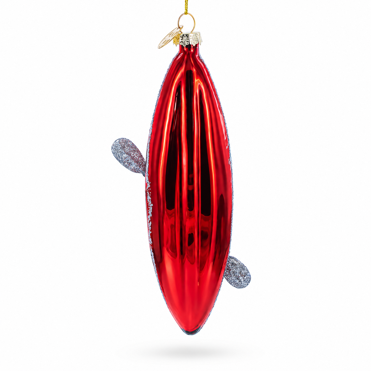 Adventure Kayak with Oar Glass Christmas Ornament