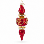 Red & Gold Finial Glass Christmas Ornament
