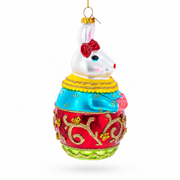 Dressed Bunny Glass Christmas Ornament