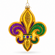 Mardi Gras Fleur-de-Lis Glass Christmas Ornament