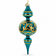 Regal Green Scroll Finial Glass Christmas Ornament