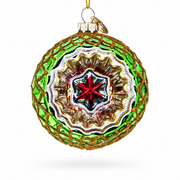 Green Starburst Indent Glass Christmas Ornament