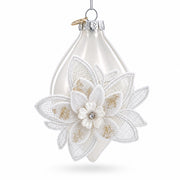Frosted Petal Drop Glass Christmas Ornament