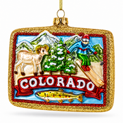 Colorado State Icons Glass Christmas Ornament