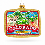 Colorado State Icons Glass Christmas Ornament