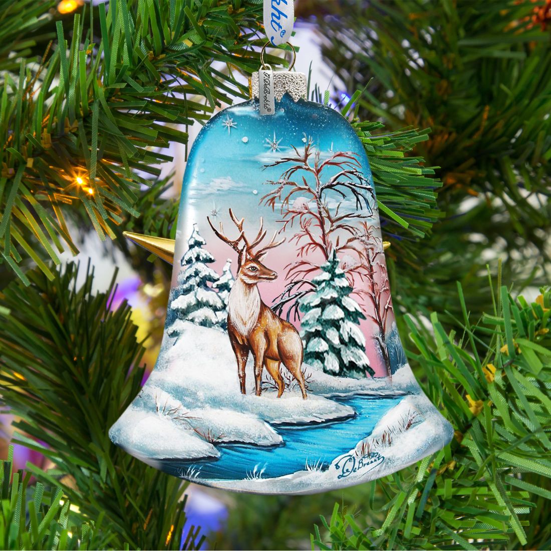 Winter Bells Glass Ornament Set of 3