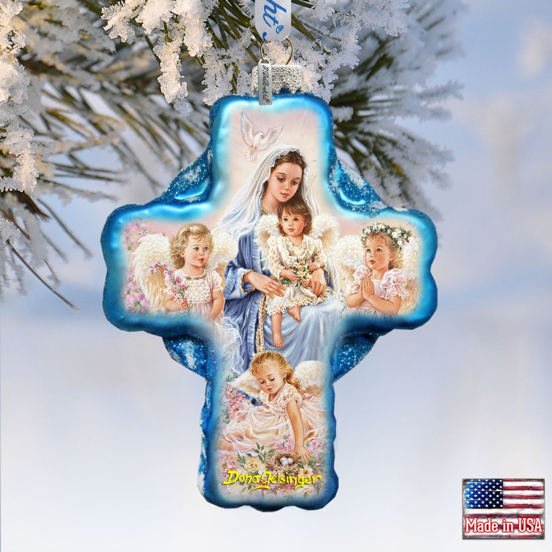 Blessing Cross Glass Ornament by D. Gelsinger - Nativity Holiday Decor - 758-011-DG