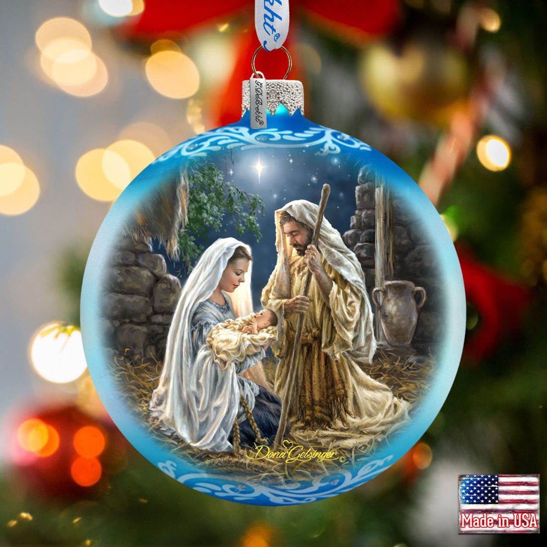 Glory to God Glass Ornament by D. Gelsinger - Nativity Holiday Decor - 71156-1722