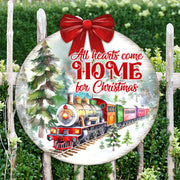 All Hearts Come Home for Christmas Sign Front door welcome sign Main entrance banner Welcome sign - Wooden front porch decor - 933115H