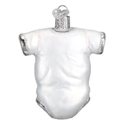 Babys First Christmas White Baby Onesie Glass Ornament