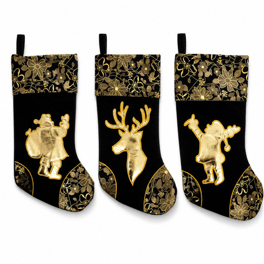 Set of 3 Felt Santa, Reindeer Christmas Stockings 16 Inches