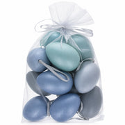Set of 12 Pastel Blue Plastic Easter Egg Ornaments 2.35 Inches