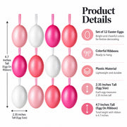 Bag of 12 Pastel Rose Plastic Easter Egg Ornaments 2.35 Inches