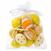 Set of 12 Miniature Pastel Yellow Polka Dot, Flowers, Stripes Plastic Easter Egg Ornaments 1.5 Inches
