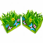 Set of 2 Colorful Felt Butterfly and Flower Spring Centerpieces for Tables and Shelves 6 Inches Tall