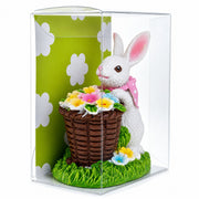 Spring Bunny Figurine With Floral Basket Easter Tabletop Accent 3 Inches Tall