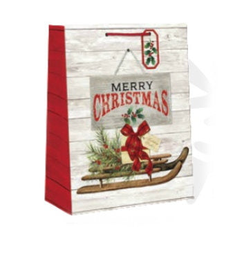 Country Christmas Gift Bag - Medium - Runner Sled
