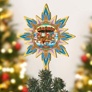 Christmas Carousel Star Tree Topper Wooden Decor