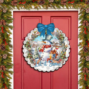 Let It Snow Front Door Welcome Sign, Wooden Front Porch Decor by G. Debrekht Christmas Santa Snowman Decor - 933122H