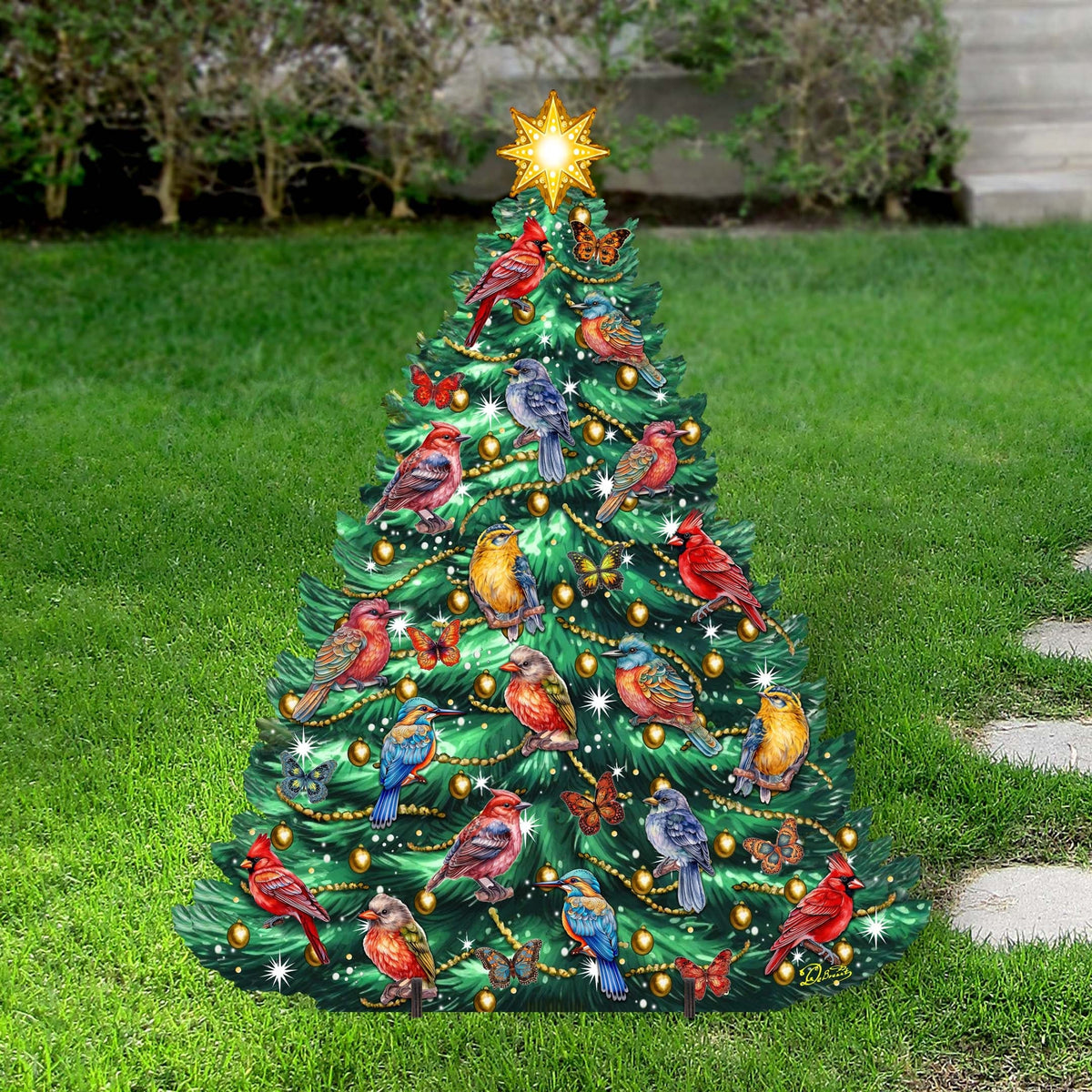 Christmas Birds-Themed Christmas Tree Outdoor Indoor Decor Wooden Christmas Decoration