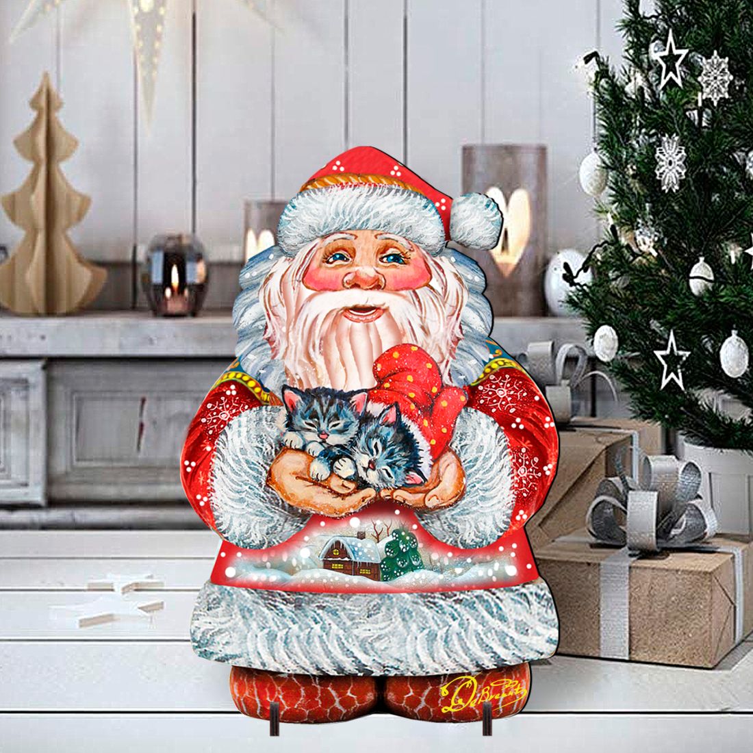 Holiday Kitten Santa Holiday Outdoor Yard Sign by G. DeBrekht - Christmas Decor - 8117808F