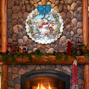 Let It Snow Front Door Welcome Sign, Wooden Front Porch Decor by G. Debrekht Christmas Santa Snowman Decor - 933122H