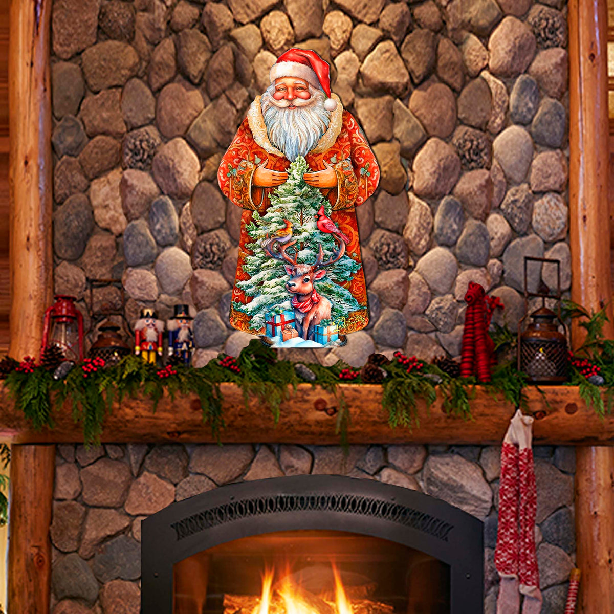 Santa with Forest Friends Holiday Door Decor