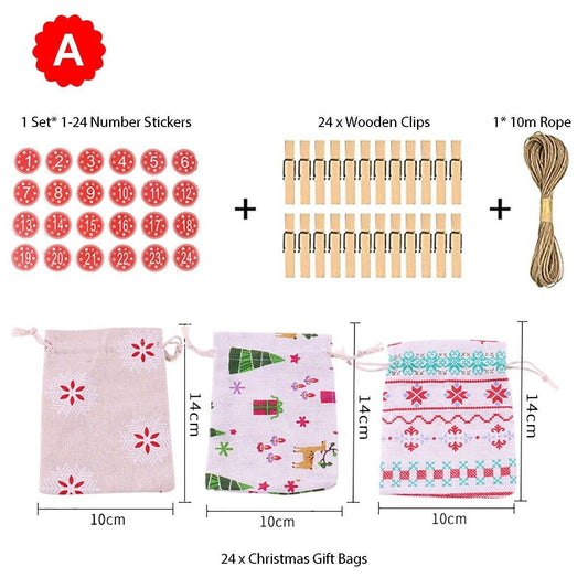 Christmas Cotton Linen Hanging Advent Calendars - Christmas Trees USA