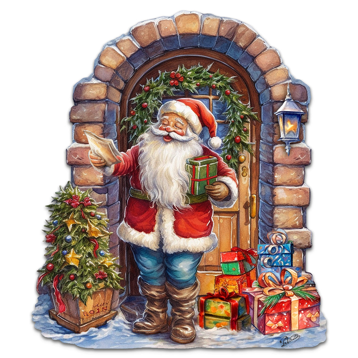 Santa's Surprise Visit Holiday Door Decor