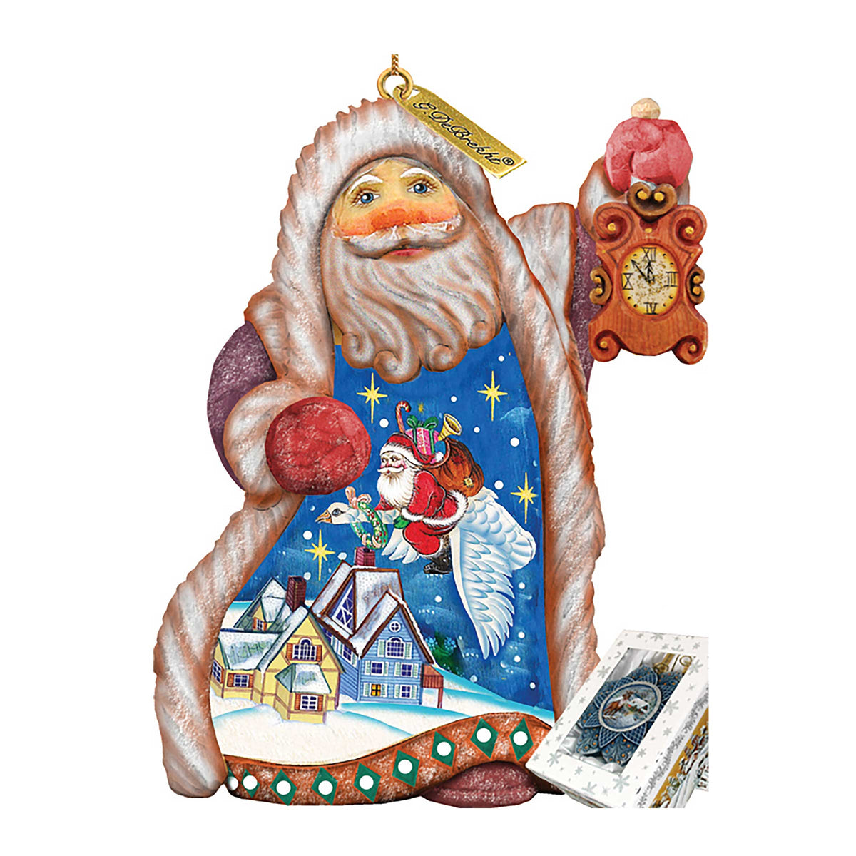 Santa Christmas Goose Sculpted Hand-Painted Figurine by G. DeBrekht - Christmas Santa Snowman Decor - 661513