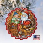 Santas Arrival Wreath Glass Ornament