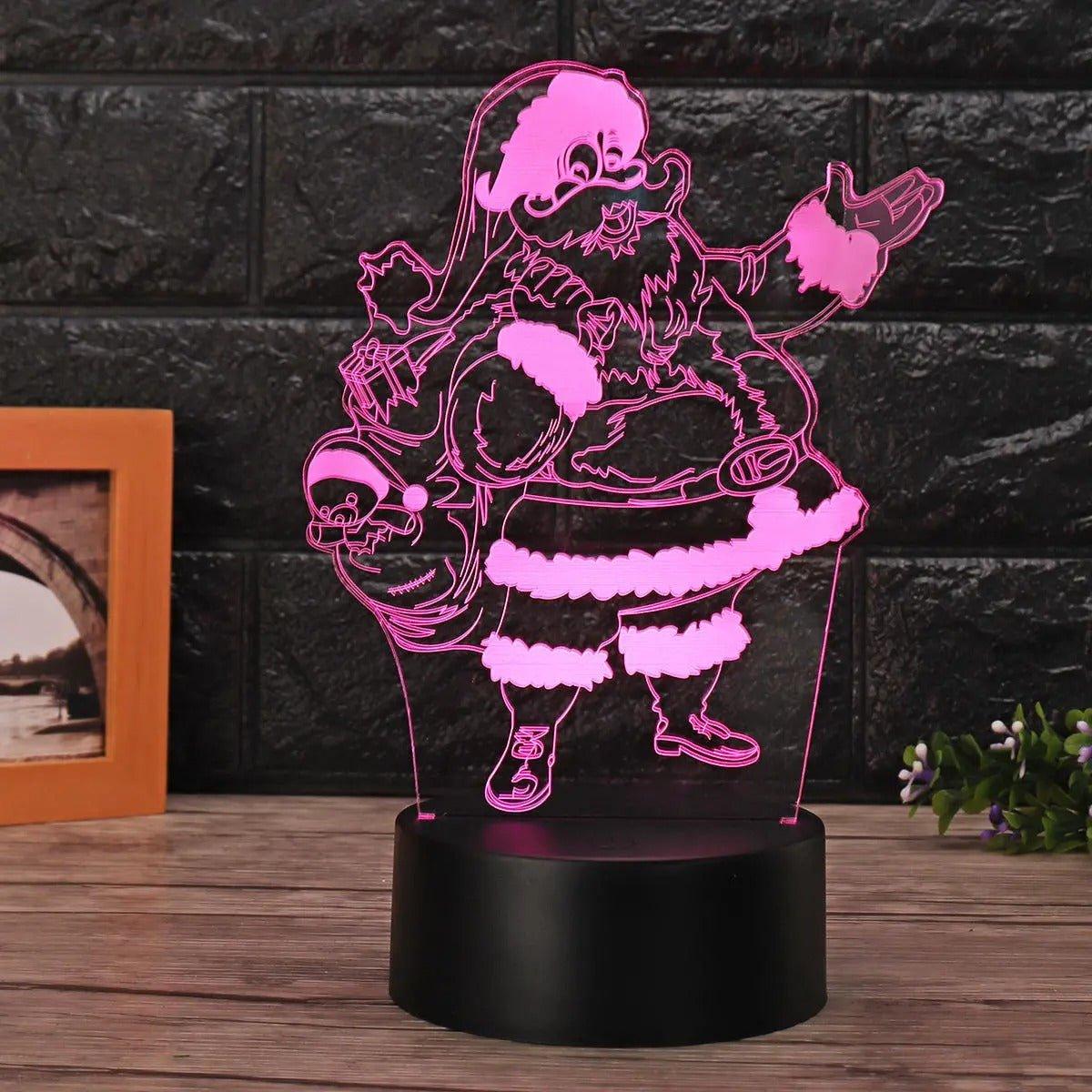 3D Santa Claus LED Color Changing Night Light - Remote Control, Bedside Lamp - Christmas Trees USA