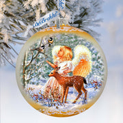 Guardian Angel Fawn Large Glass Ornament